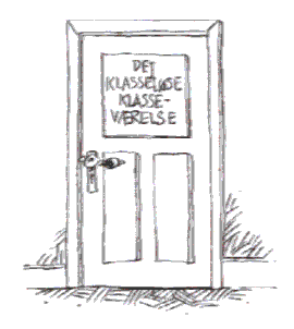 [ Billede: tegning af en dør med påskriften: Det klasseløse klasseværelse]