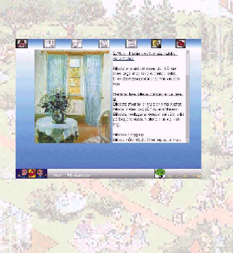 [Billede: Skærmbillede fra Groundbreaker's Learning Mall. I højre side tekst, og i venstre side et bord med en vase med blomster. Alt sammen foran et vindue.]