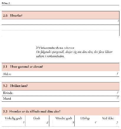 [Billede: Spørgsmål: "Hvorfor?", "Hvor gammel er eleven?", "Hvilket køn?", "Hvordan er du tilfreds med din(e) elev(er)?"]