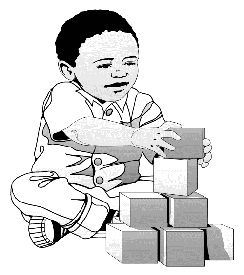 [Billede: Tegning af en dreng der leger med byggeklodser]