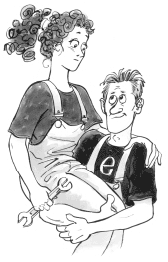 [Billede: Her ses en tegning af en mand der brer en dame som holder en skruengle]