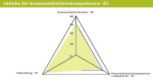 Figur 3.18 Danskernes kompetenceindeks for kommunikationskompetence. Kompetencens indeks er et gennemsnitaf indeksvrdierne for indikatorerne (kilde: NKR 2004)