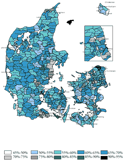 [Billede: Kort over Ø-tidsprocenter.]